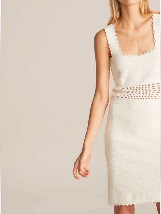 Rebecca Taylor Dresses & Skirts - Cream Knit Crochet Waist Tank Dress. Body Con. NWT